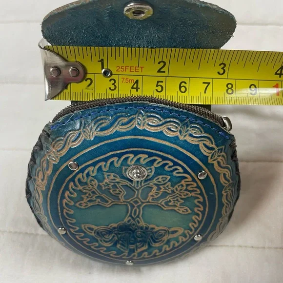 Teal Leather Clutch with Celtic Design - Picture 10 of 15